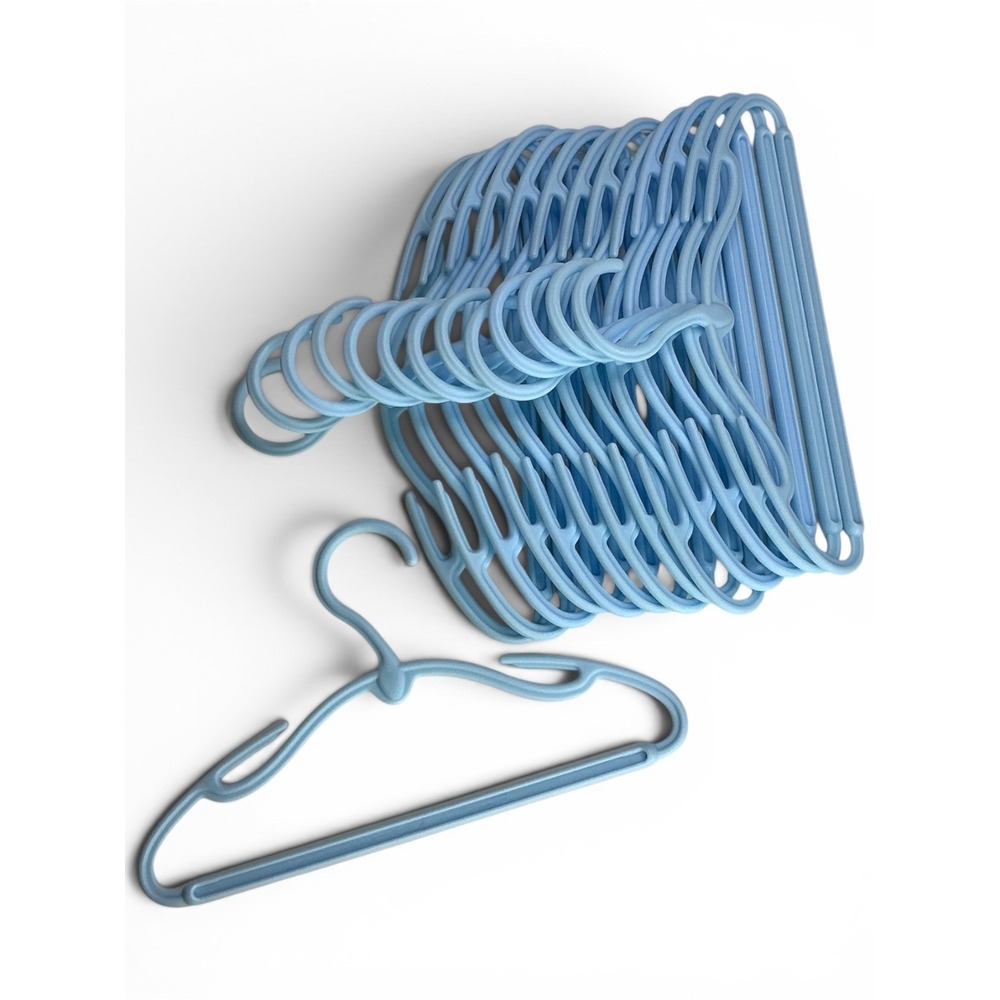 Blue Plastic Baby Hangers Kids 48 Pack Notched Slim Design 11.5 Inch - Picture 2 of 10